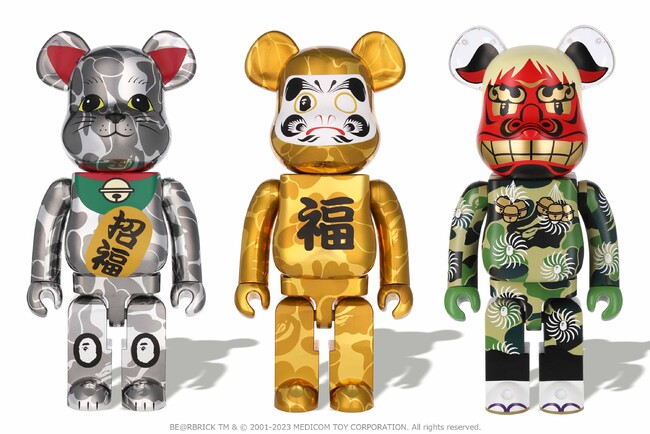 カラフルセット 3個 BE@RBRICK BAPE MANEKINEKO DARUMA 2体セット