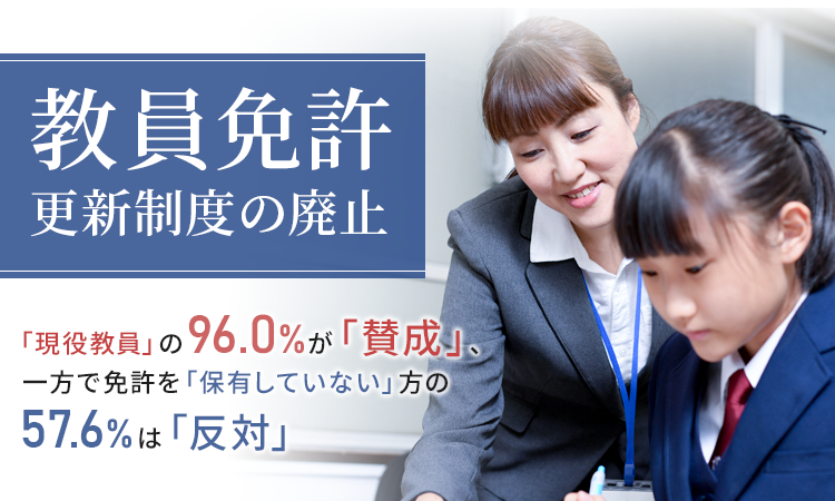 教員免許更新制度の廃止 現役教員 の96 0 が 賛成 一方で免許を 保有していない 方の57 6 は 反対 日本トレンドリサーチのプレスリリース