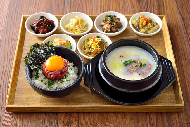 選べるスープと炙り和牛ユッケ丼の韓定食