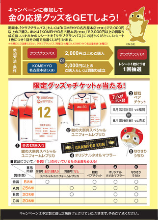 名古屋グランパス Komehyo 鯱の大祭典21 コラボ企画 金のグッズで応援キャンペーン 開催 時事ドットコム