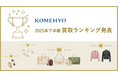 KOMEHYOが最も多く買い取った注目のアイテムとは？2025年下半期　ブランド買取ランキングを発表