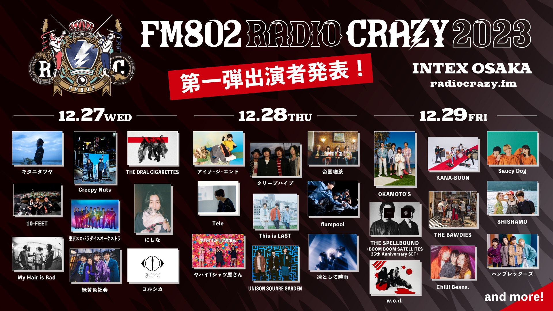 FM802が送るロック大忘年会「FM802 RADIO CRAZY」出演者第一弾発表