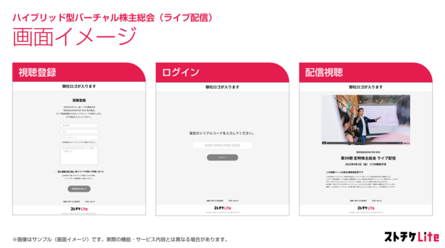 株主総会当日はシリアルコードを入力することで限定視聴できるシンプルなライブ配信の仕組みを提供