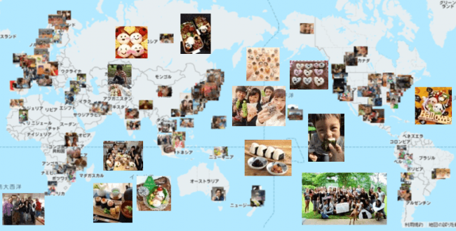 投稿写真が16万枚を達成した際のグローバルマップ