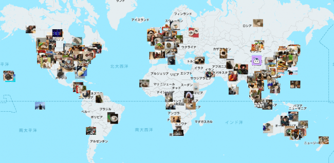 投稿写真が20万枚を達成した際のグローバルマップ　