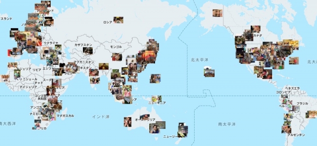 投稿写真が5000枚を達成した際のグローバルマップ