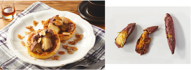 ▲左から、Kit Oisix「パンク焼き芋の塩バターフレンチトースト」、規格外の焼き芋