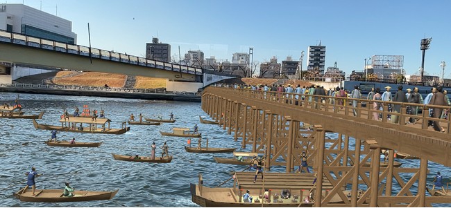 昼のAR・江戸時代の両国橋を再現 昼のAR・江戸時代の両国橋を再現