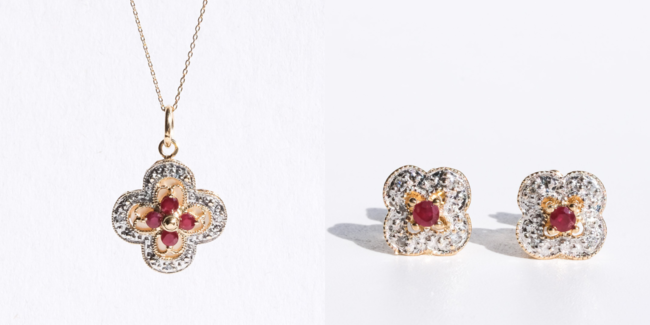 14Kゴールド ルビー&ダイヤモンド チャーム ¥100,000 ピアス¥90,000 14Kゴールド ルビー&ダイヤモンド チャーム ¥100,000 ピアス¥90,000