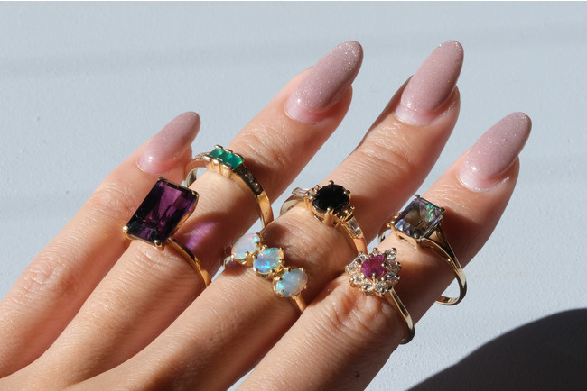 カラーストーンリング 9K／10K／14K Gold ￥30,000~