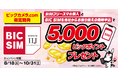【BIC SIM】ビックカメラ.com限定、対象スマホ購入と他社からの乗り換え（MNP）で5,000ビックポイントプレゼント！「BIC SIMスマホセットキャンペーン」を実施