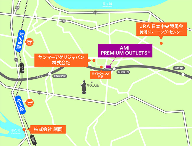 あみプレミアム・アウトレットと参加企業の所在地