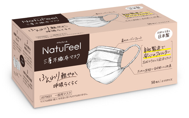 NatuFeel三層不織布マスク　製品パッケージ