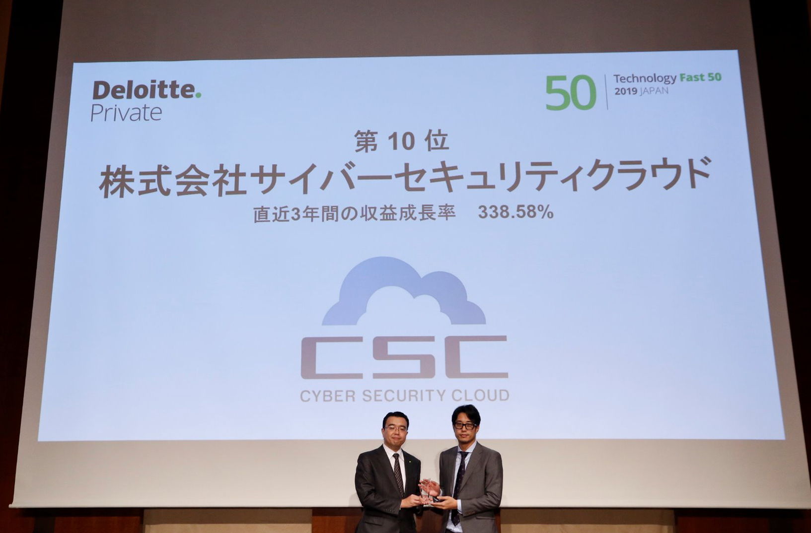 株式会社サイバーセキュリティクラウド、　テクノロジー企業成長率ランキング「2019年 日本テクノロジー　Fast 50」で10位を受賞-338.58％の収益（売上高）成長を記録 -