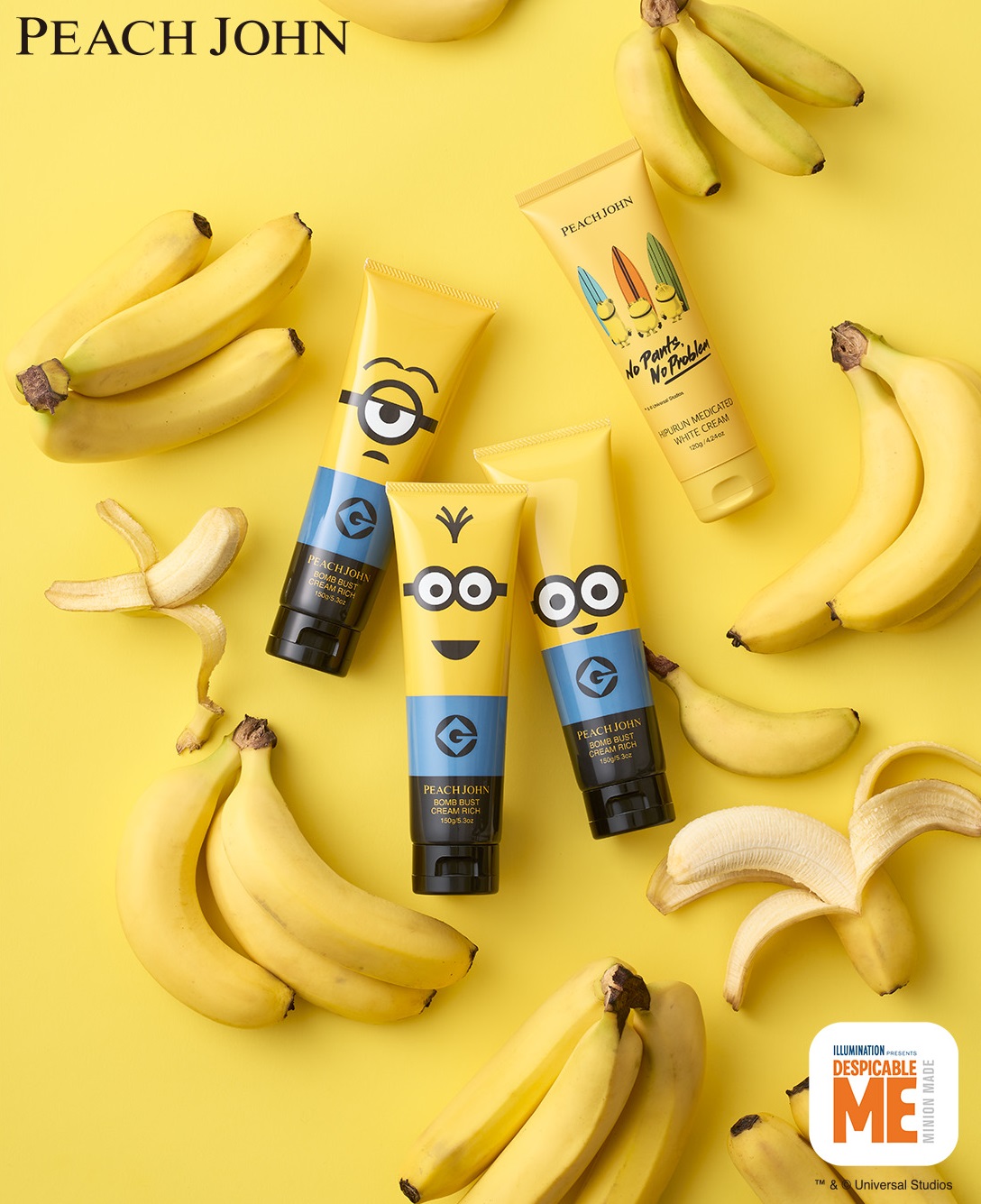 4月30日より先行発売決定 Peach Johnのバスト ヒップクリーム が 大人気キャラクター ミニオン とコラボレーション 好物のバナナからインスパイアされた香りにもご注目 株式会社ピーチ ジョンのプレスリリース