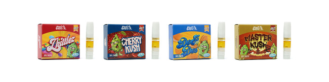 （写真左から）THCPO（ZKITTLEZ、CHERRY KUSH、DOSI DOS、MASTER KUSH）