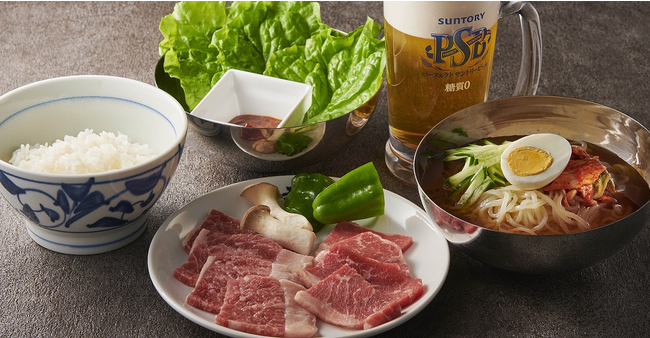 冷麺とちょこっと焼肉で夜ランチ
