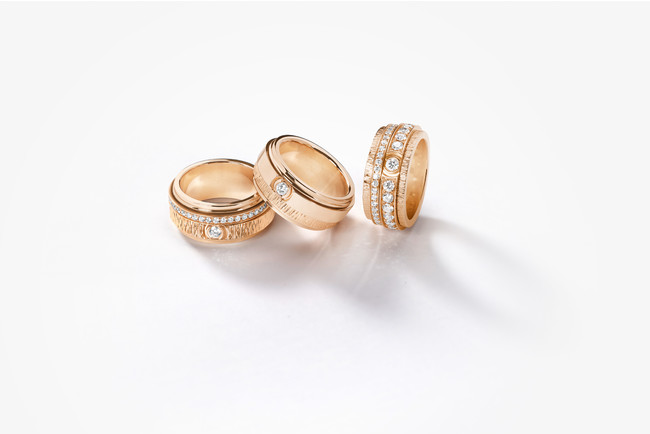 「ポセション」リング 左:18Kピンクゴールド、ダイヤモンド計約0.58ct ¥1,073,600 中:18Kピンクゴールド、ダイヤモンド計約0.08ct ¥655,600 右:18Kピンクゴールド、ダイヤモンド計約1.93ct ¥2,138,400 「ポセション」リング 左:18Kピンクゴールド、ダイヤモンド計約0.58ct ¥1,073,600 中:18Kピンクゴールド、ダイヤモンド計約0.08ct ¥655,600 右:18Kピンクゴールド、ダイヤモンド計約1.93ct ¥2,138,400