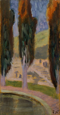 藤島武二《糸杉(フラスカティ、ヴィラ・ファルコニエリ)》1908年　ポーラ美術館蔵