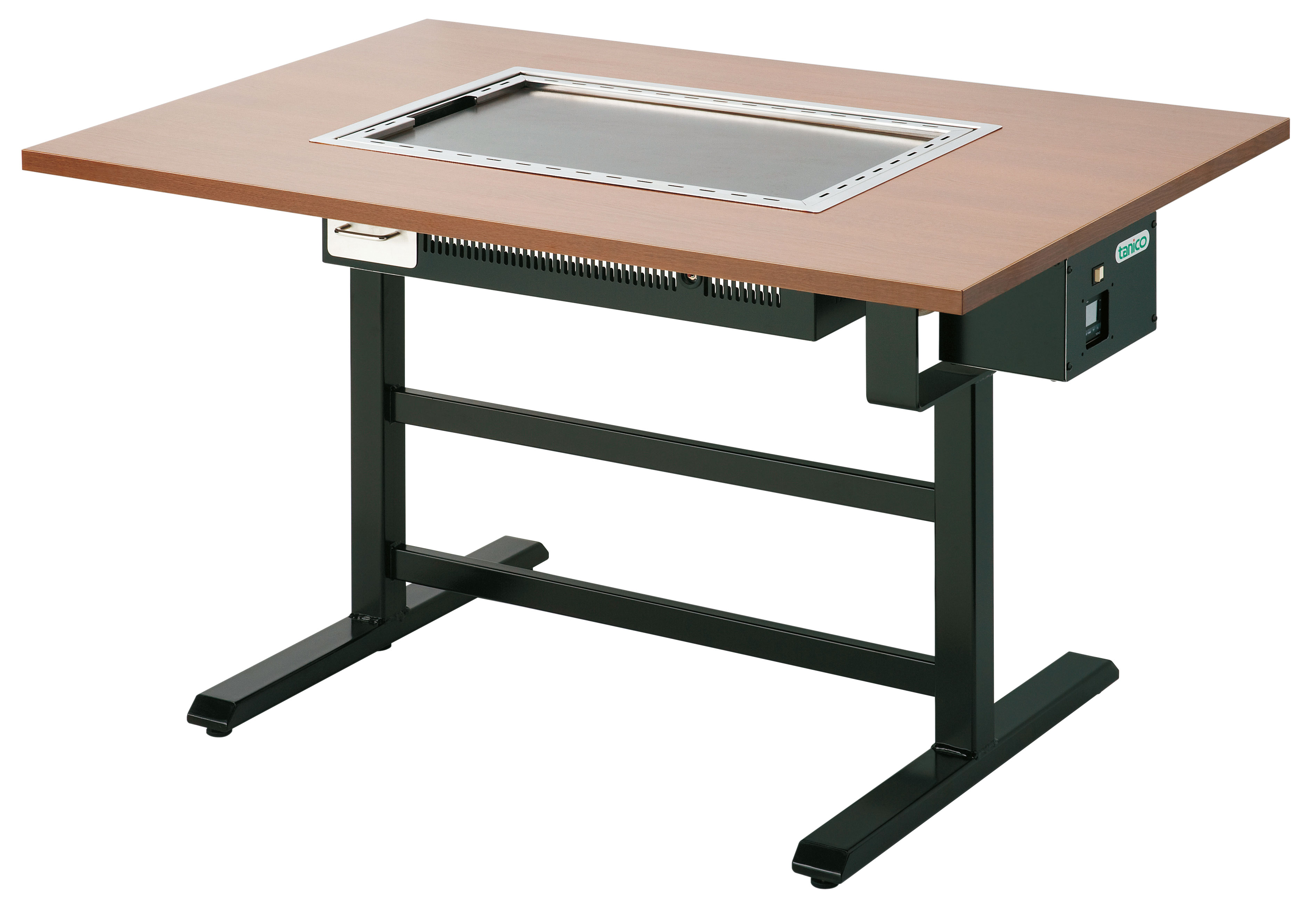 お好み焼きテーブル 9mm鉄板 4人掛 木製脚洋卓 1550×800×700  都市ガス(12A・50A)メーカー直送 代引不可 - 3