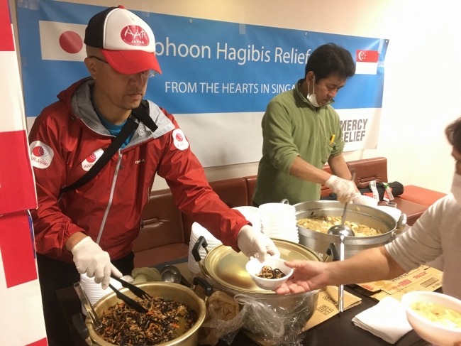 台風19号緊急支援での炊き出し支援（宮城県丸森町、2019年10月24日）