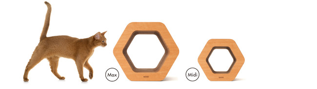 Cat Scratch ｜ Hexagon　サイズ：［ Max ］横幅42cm × 高さ38m × 奥行き53cm ／［ Midi ］：横幅30cm × 高さ27cm × 奥行き53cm