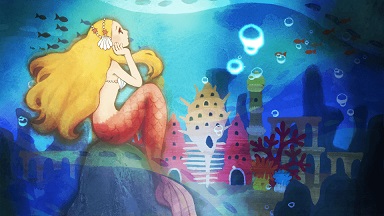 水彩画で世界観を再現『にんぎょひめ』『The Little Mermaid』（英語版）