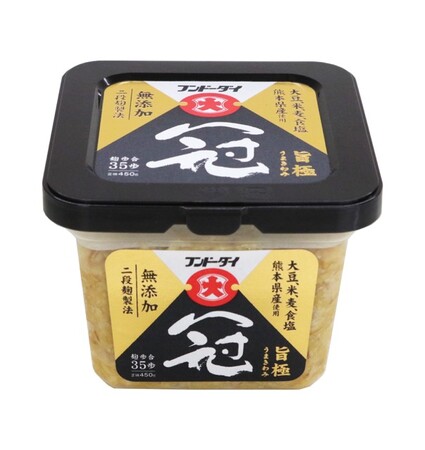 冠味噌 旨極:熊本県産の原料を使用。麹をふんだんに使用し、二段麹製法を採用することで、無添加でも自然な甘みが引き立つ味噌に仕上げました。 冠味噌 旨極:熊本県産の原料を使用。麹をふんだんに使用し、二段麹製法を採用することで、無添加でも自然な甘みが引き立つ味噌に仕上げました。