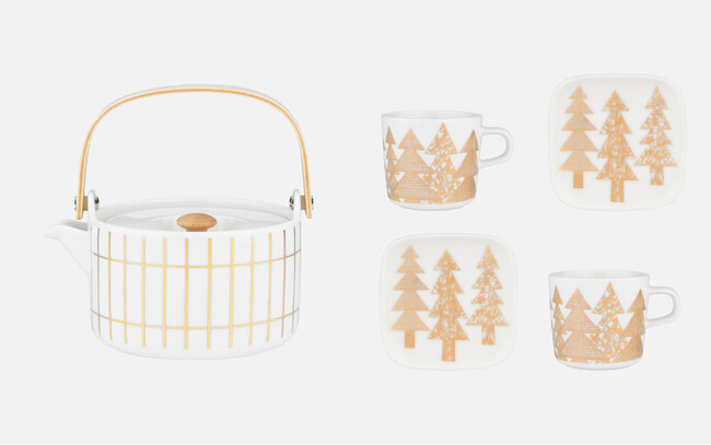 (左) ティーポット ¥24,200 (右) コーヒーカップ&プレートセット ¥15,400 (左) ティーポット ¥24,200 (右) コーヒーカップ&プレートセット ¥15,400