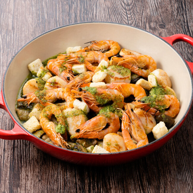 天使の海老とホタテ貝のブルゴーニュ風 天使の海老とホタテ貝のブルゴーニュ風