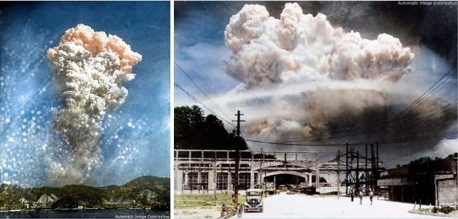 広島・長崎原爆の「きのこ雲」のカラー化写真