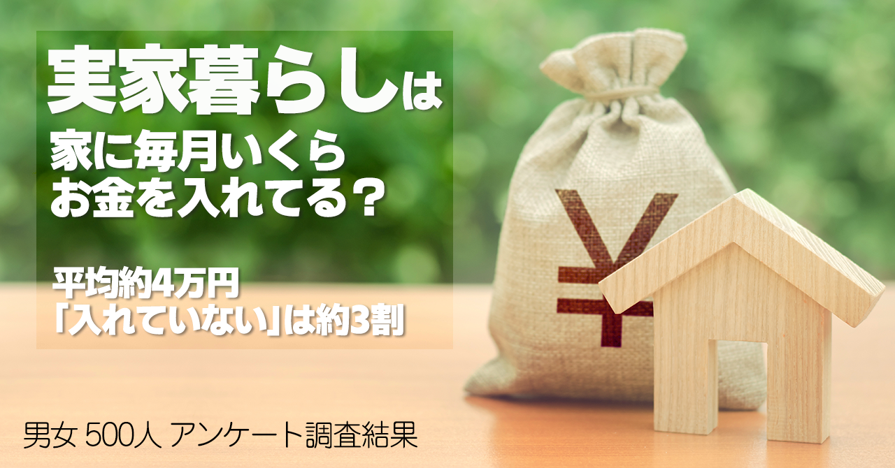 実家暮らしは家に毎月いくらお金を入れてる 男女500人調査結果では平均約4万円 入れていない は約3割に 保険マンモス株式会社のプレスリリース