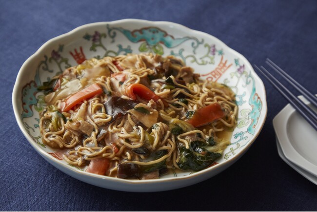 「豆腐干の中華あんかけ（醤油）」盛り付け例