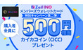 Zaif INOメンバーズウォレットカード特別キャンペーン第二弾！～購入者全員に500円相当分のカイカコイン（CICC）プレゼント！！～