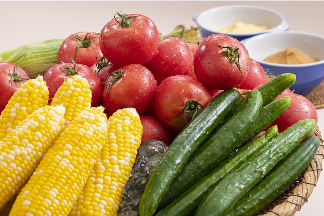 2種のソースで楽しむ まるごと夏野菜(信州みそ、バーニャカウダソース)