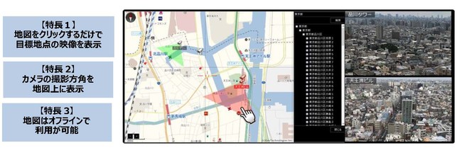 「カメラ地図連携アプライアンス」の操作画面イメージ