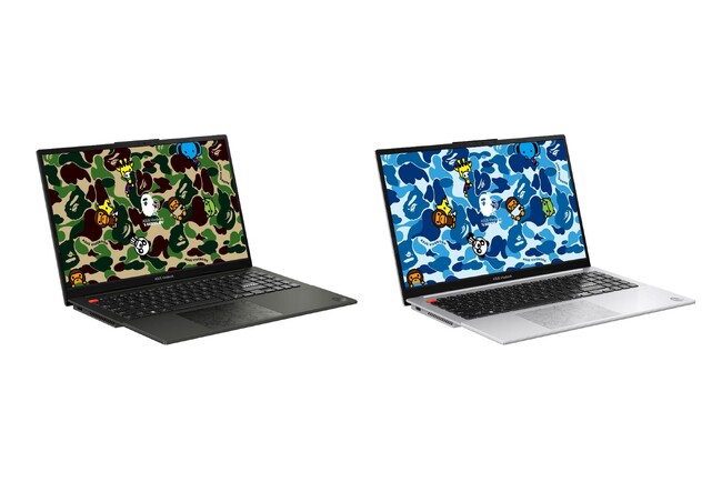 ASUS Vivobook S 15 OLED BAPE(R) Edition K5504VA（左：ミッドナイトブラック、右：クールシルバー）