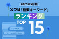 【速報】父の日関連の人気検索キーワードで2025年のトレンドがわかる!? 「5月版・父の日検索キーワードランキング2025 商品&実用語ワード TOP15」を発表。2025年、急上昇ワードは?
