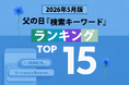 【速報】父の日関連の人気検索キーワードで2026年のトレンドがわかる！？ 「5月版・父の日検索キーワードランキング2026 実用ワード TOP15」を発表。2026年、急上昇ワードは？