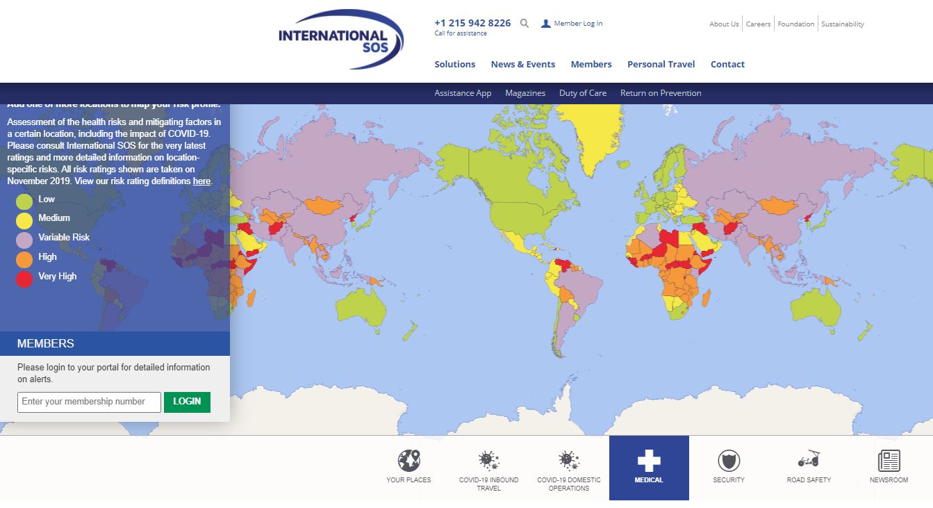 インターナショナルsosは 新型コロナウイルス感染症 Covid 19 による事業への影響度を示した新しいリスクマップを製作 インターナショナルsosのプレスリリース