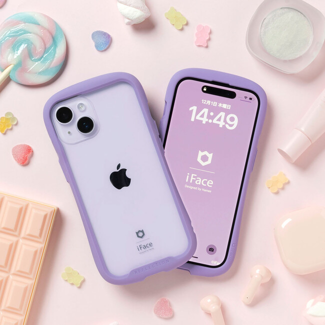 iPhone14／14Plusの淡くやさしい紫色に合わせると、女の子らしいゆめかわいい雰囲気に！