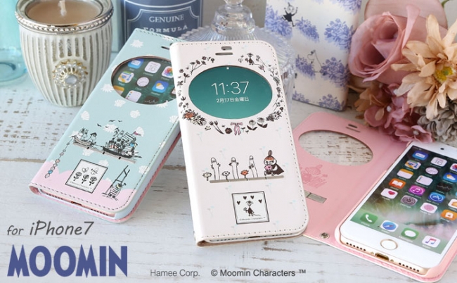 フレンチスタイルのムーミンデザイン 時間と通話をサッと確認できる Iphone7専用手帳型 窓付き ケース発売 Hameeのプレスリリース
