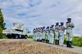 排水ポンプ車の合同実働訓練