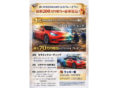 商品総額２００万円　豪華景品発表！！テスラ AP（オートパイロット）運転補助機能の配信開始10周年記念イ...