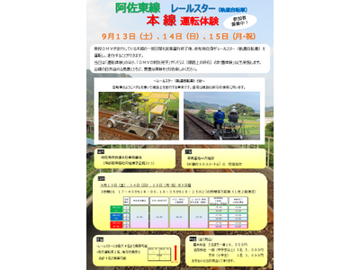 阿佐東線 レールスター（軌道自転車）本線 運転体験　募集開始！