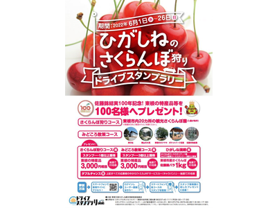 【ＪＡＦ山形】佐藤錦結実100年記念「ひがしねのさくらんぼ狩りドライブスタンプラリー」に協力します