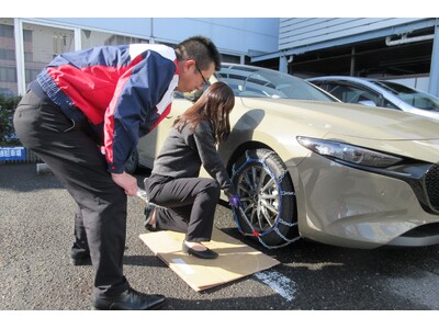【JAF広島】突然の雪や路面凍結に備える！タイヤチェーン取り付け教室を開催します