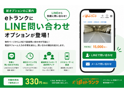 トランクルーム検索サイト「eトランク」、LINE問い合わせオプションの提供を開始　スマートフォン経由の利用者73.1％に対応