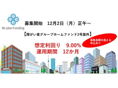 不動産投資型クラウドファンディング「Re-plan Funding」インカム型 第２号ファンド募集開始から早々に募集を超える申し込み