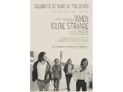 (祝)多くのミュージシャンに影響を与えたアメリカのバンド The Doors 結成60周年を記念して、The Doorsに迫るグラミー賞受賞の伝説の映画が特別に劇場公開に！日数限定の超限定期間公開。